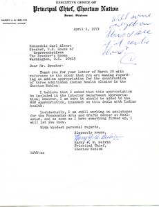 Proposal for Indian Health Clinics in Choctaw Nation: Correspondence with U.S. House Speaker