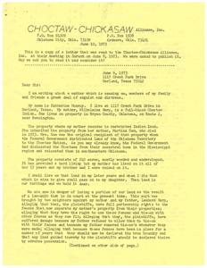 Concerned Choctaw Indians from Bryan County: An Appeal to Representative Clem McSpadden, 1973-06-14