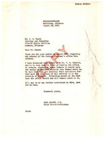 Correspondence Regarding the Proposed Relocation of the Probate Attorney&#39;s Office in Ardmore, Oklahoma, 1952, 1952-08-22