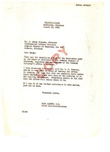 Correspondence Regarding the Potential Relocation of the Probate Attorney&#39;s Office in Ardmore, Oklahoma (1952), 1952-08-22