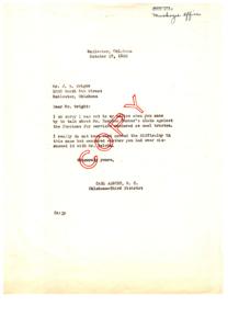 Correspondence Regarding Unsettled Claim of Hampton Jucker Against the Choctaws, 1952-10-27