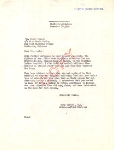 Correspondence Regarding Stanton Kamp&#39;s Denied Admission to Talihina Indian Hospital, 1951-11-13