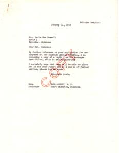Employment Assistance at Talihina Indian Hospital, 1951-12-24