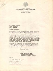 Concerns Regarding Discontinued Old Age Assistance Grant, 1951-11-23