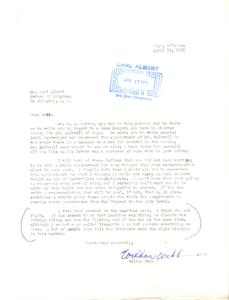 Recommendation for Game Ranger Job in Choctaw County, 1951-04-14