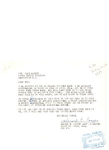 Letter from Harold Cooper to Carl Albert (re: Boy Scouts Troop 83), 1951-01-01 - 1951-12-31