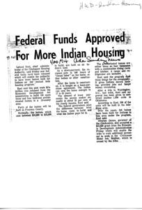 Federal Funds Approved for Expansion of Indian Housing Program, 1974-01-01 - 1974-12-31