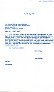 HUD Funding for Absentee Shawnee Tribe of Oklahoma, 1974-01-10