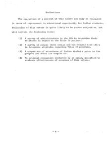 Evaluation Criteria and Methods for Improving Educational Opportunities for Indian Students: A Title IV Project, 1975-01-01 - 1975-12-31