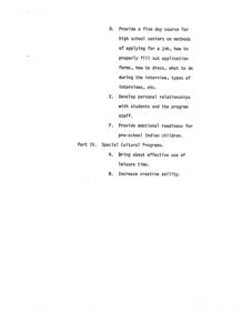 Outline for an Educational Program Focusing on Job Application Skills, Emotional Readiness, and Cultural Enrichment, 1975-01-01 - 1976-12-31