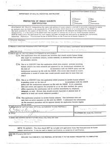 DHEW Policy on the Protection of Human Subjects: Application and Certification Form, 1975-01-01 - 1976-12-31
