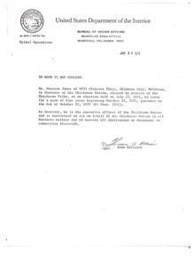 Confirmation of Overton James as Governor of the Chickasaw Nation, 1975-01-01 - 1976-12-31