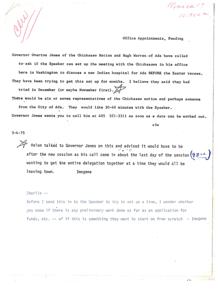 Efforts to Organize a Meeting to Discuss New Indian Hospital for Ada, Chickasaw Nation, 1975-01-01 - 1976-12-31