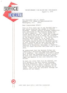 Proposal for Indian Hospital Location in Ada, Oklahoma, 1974-08-08