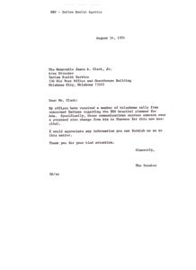Inquiry Regarding Proposed Site Change for IHS Hospital in Ada, 1974-08-14