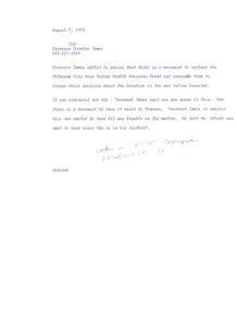 Governor James&#39; Concerns: Location of New Indian Hospital, 1974-08-07
