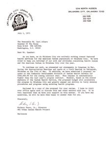 Letter to the Speaker of the House Regarding Health Services Improvement for the American Indian Population in Oklahoma City, 1975-07-01