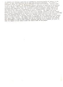 ["The document outlines recommendations for improving healthcare for Indians in the county, including creating a Department within the Seminole Nation Government, acquiring an outpatient clinic in Wewoka, and implementing a transportation system for Indian families. The focus is on gathering health data, increasing life expectancy, and meeting the health needs of the community. The recent acquisition of land in Wewoka shows support for these initiatives."]