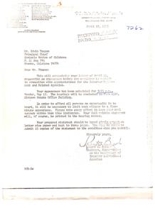 1975 Committee on Appropriations Letter to Principal Chief of Seminole Nation of Oklahoma, 1975-04-17