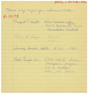 Contact Information for BYA-DC Inder and Associates at Native American Center, 1974-01-01 - 1975-12-31
