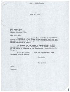 Correspondence Regarding Case Number 75-1047 and Bureau of Indian Affairs Address Request, 1975-07-31