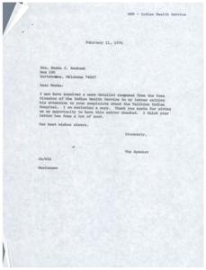 Concerns at the Talihina Indian Hospital: A Response from the Indian Health Service, 1975-12-29