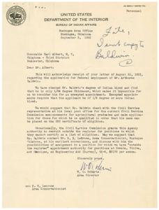 Federal Employment Opportunity for Mr. Arthur Baldwin, 1952-08-25