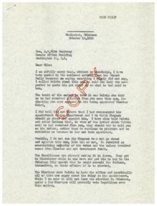 Clarifying Misquotes and Advocating for Choctaw Chief Appointment: A Letter to Senator Monroney, 1951-01-01 - 1952-12-31