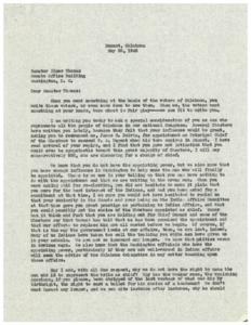 An Open Letter to Senator Elmer Thomas: Seeking Support for Choctaw Chief Appointment, 1951-01-01 - 1952-12-31