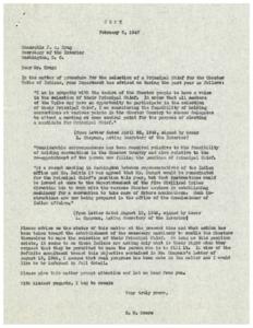 Correspondence Regarding the Selection Process for the Principal Chief of the Choctaw Tribe, 1951-01-01 - 1952-12-31