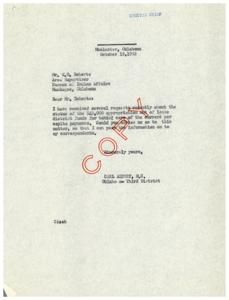 Request for Information on Status of Lease District Funds Appropriation, 1951-01-01 - 1952-12-31