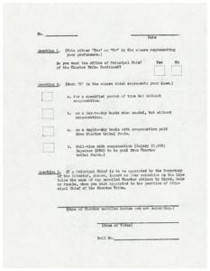 Choctaw Tribe Principal Chief Position Voting Form, 1951-01-01 - 1952-12-31