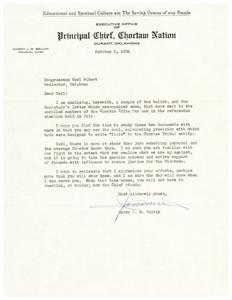 Principal Chief&#39;s Letter to Congressman: Fighting for Justice for the Choctaw Tribe, 1952-10-03