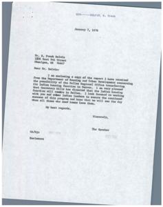 Possible Transfer of Indian Housing Function to Denver: Correspondence with Dr. B. Frank Belvin, 1975-10-22