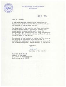 Settlement of the Arkansas River Bed Claim, 1976-03-15