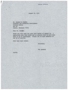 Correspondence Regarding Choctaw Nation Economic Development, 1976-08-24