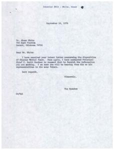Seeking Information on Choctaw Tribal Funds, 1976-07-21