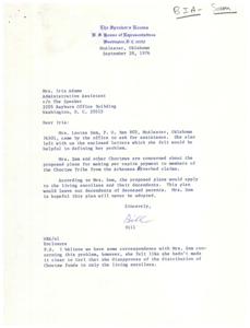 Concerns Regarding Proposed Distribution of Choctaw Funds, 1976-09-28
