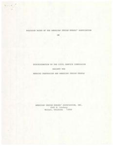 Position Paper: Addressing Discrimination Against American Indian Nurses by the Civil Service Commission, 1976-01-01 - 1976-12-31