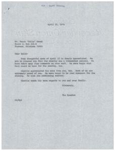 Gratitude for Successful Art Showing in Washington D.C., 1976-04-22