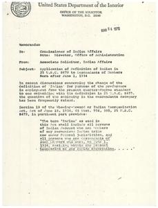 Interpretation of Definition of Indian in 25 U.S.C. ï¿½ï¿½ï¿½ï¿½ï¿½ï¿½479 for Descendants Born after June 1, 1934, 1976-01-01 - 1976-12-31