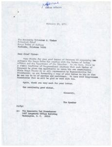 Urgent Matters: Osage Tribe&#39;s Referral to Indian Affairs, 1976-01-01 - 1976-12-31
