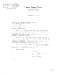 Efforts to Repeal Termination Act for Wyandotte Tribe and Reinstate Peoria, Ottawa, and Modoc Tribes, 1973-12-17
