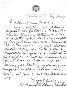 Request for Recognition and Restoration of Native American Tribes, 1976-01-01 - 1976-12-31