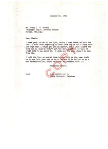 ["The letter is addressed to Mr. Harry J. W. Belvin, the Principal Chief of the Choctaw Nation, from CART ALBERT, M. C. Third District, Oklahoma. The letter discusses a matter that is being taken up with Rex Lee, with the hope of getting a response soon. The sender emphasizes the importance of resolving the issue before a new administration takes over."]