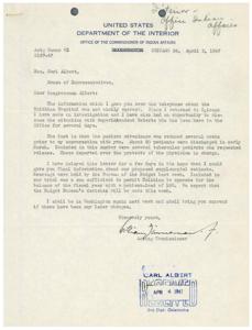 Efforts to Secure Deficiency Funds for Indian Hospital Service, 1947-04-02