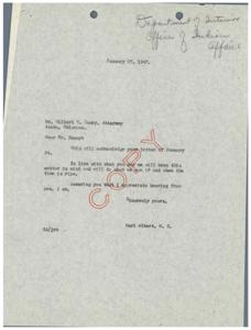Request for Assistance Regarding Choctaw Chief Appointment, 1947-01-27