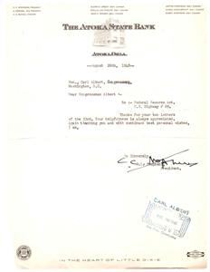 Letter to Congressman Albert Regarding Federal Reserve Act and U.S. Highway #69