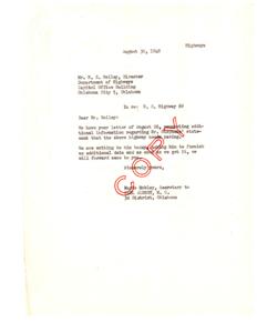 Request for Information on Paving Needs for U.S. Highway 69, 1948-08-30