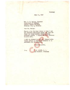 Appreciation for Highways: A Letter from Carl Albert, M.C., 1948-06-12